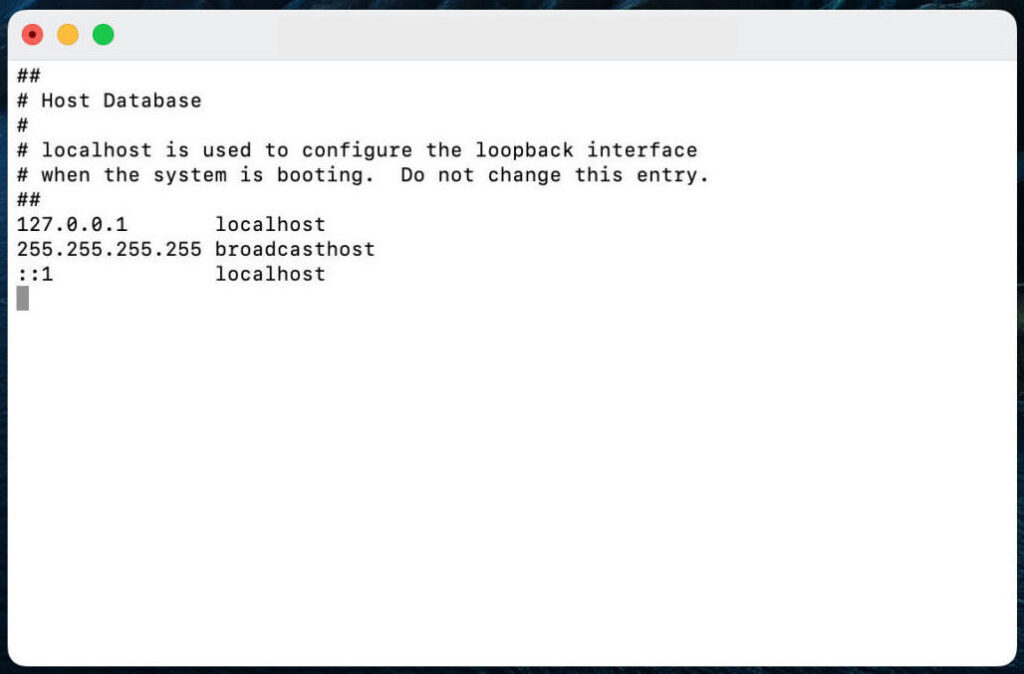 ターミナル (terminal) hostファイル